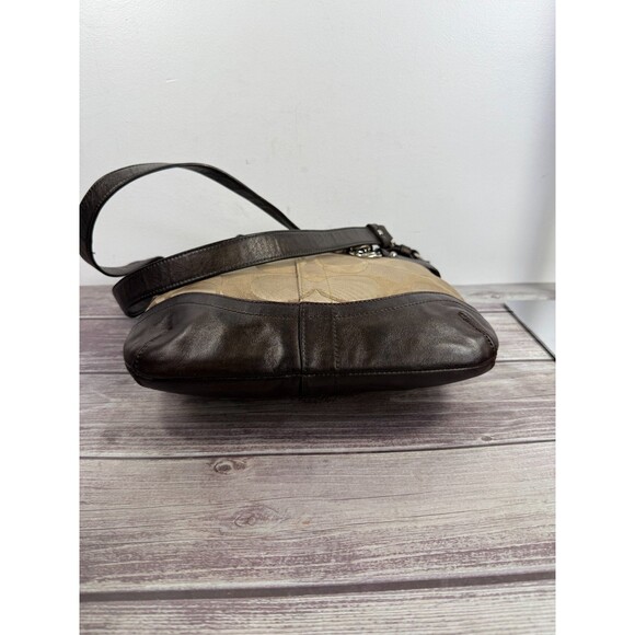 COACH F19730 Signature Chain Brown Beige Convertible Crossbody Shoulder bag - Picture 5 of 16
